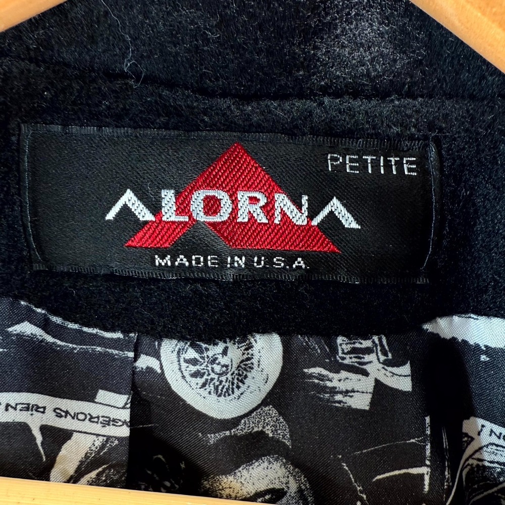 Alorna Long Coat Women's M/L Black Super Fine Wool Blend Collared Button Front - Picture 4 of 13
